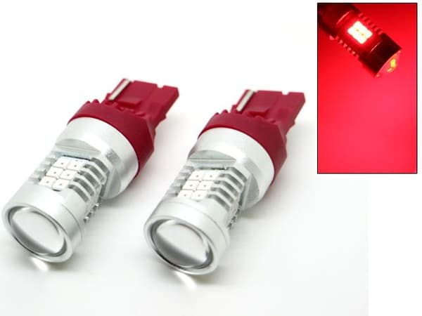 T20 7440 w21w Röd Led med 21st 2835smd ledchip 2-pack w3x16d