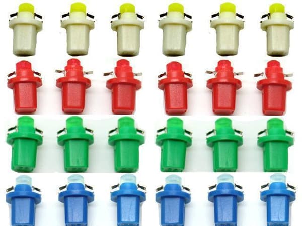 b8,5d Ledlampor med 1st COB ledchip  6-pack instrumentlampa 12v