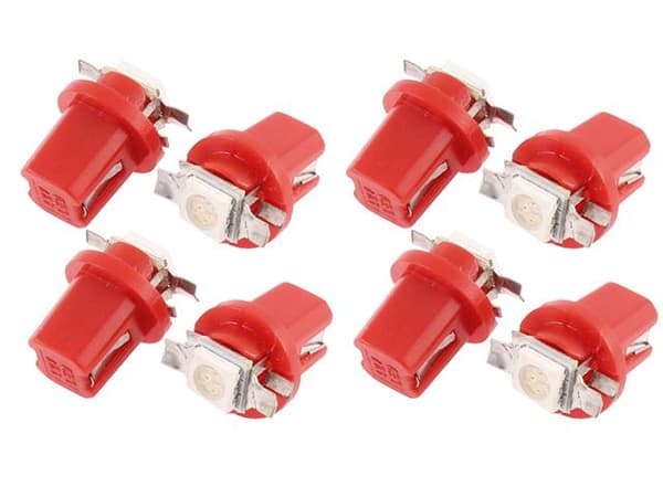 B8,5D Röda Ledlampor 8-pack instrumentlampa 12v