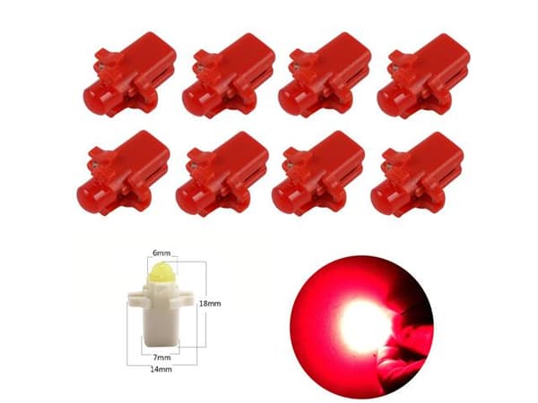 B8,3D röda Ledlampor med 1st COB ledchip 8-pack instrumentlampa