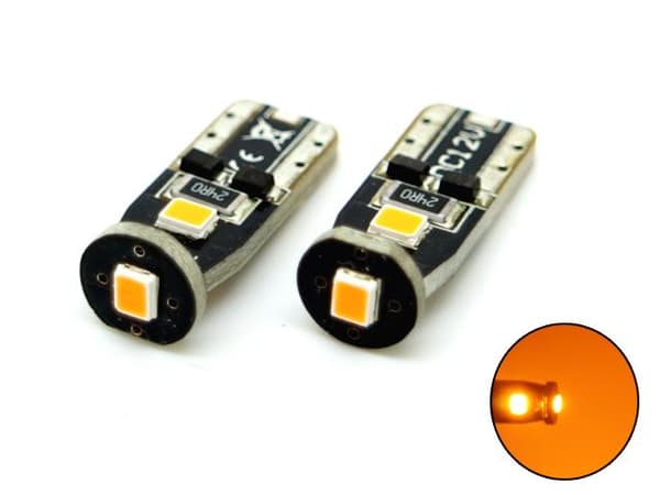 T10 w5w Canbus Gul 2-pack Led lampor med 3st 2835smd chip
