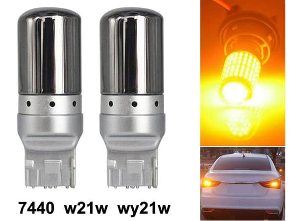 T20 7440 gul blinkers Canbus led lampor wy21w w21w diadem w3x16d