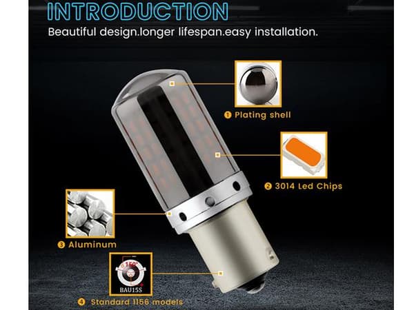 Bau15s gul blinkers Canbus led lampor 12v py21w diadem