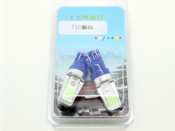 T10 w5w isblå Led lampor Canbus m. COB chip 2-pack