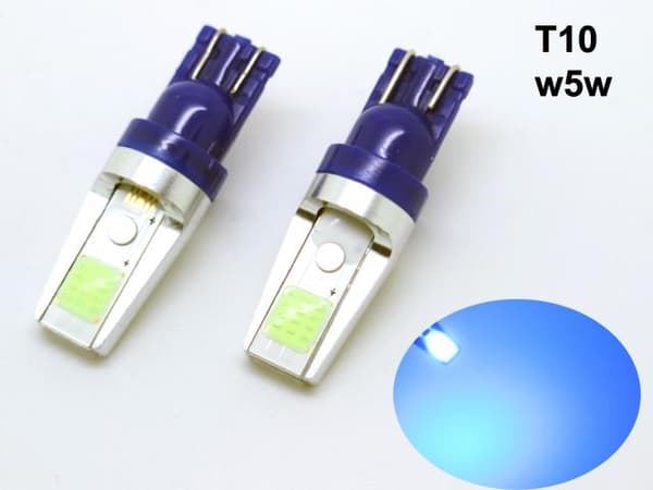 T10 w5w isblå Led lampor Canbus m. COB chip 2-pack
