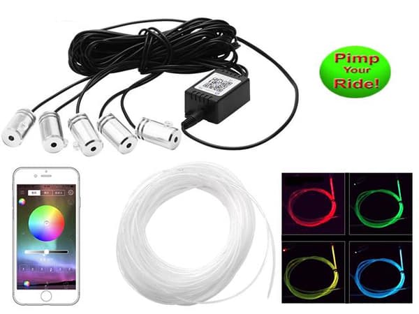 Led pimpkit med App.kontroll styling set med 5st fiberlampor