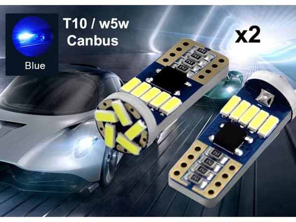 T10 w5w Canbus Blå 2-pack Led lampor med 15st 4014smd chip