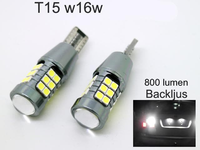 T15 W16W 921 912 906 backljus Led 800 lumen 27x chip 6000K 2st