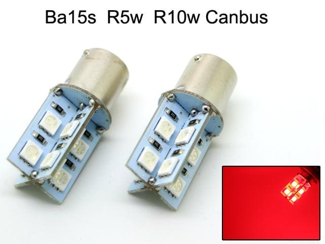 Ba15s Röd r5w canbus r10w Led med 16st 5050smd 2-pack