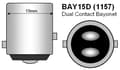 Miniatyrbild 6 av 6: Bay15d röd p21/5w 1157 2-pack bak position / bromsljus