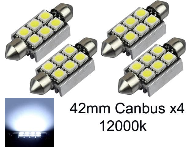 Spollampa 41mm 42mm 12000k Canbus Led 5050SMD 4-pack C5W SV8.5