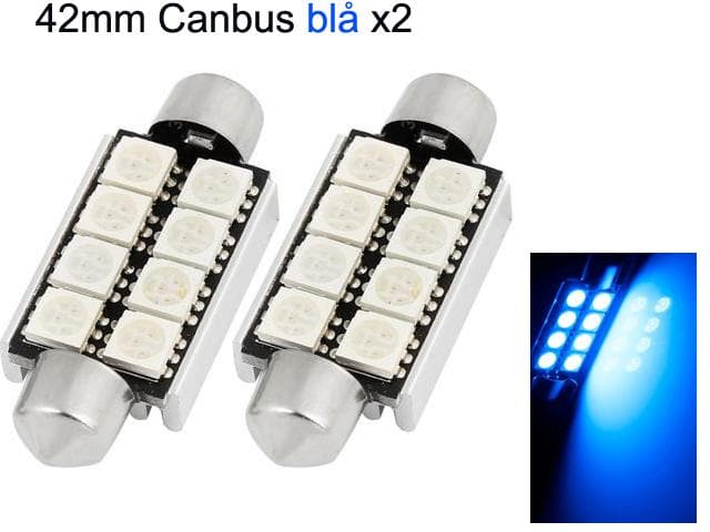 Spollampa 41mm 42mm blå Canbus Led 5050SMD 2-pack C5W SV8.5