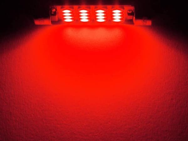 Spollampa 39mm röd 4-pack Led 2835SMD  C5W SV8.5