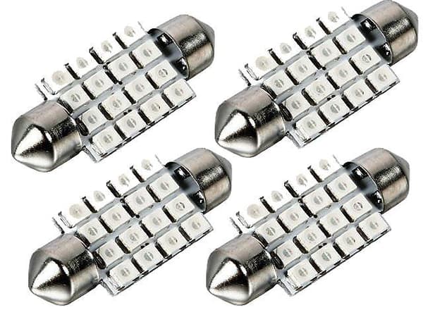 Spollampa 36mm röd 4-pack Led 2835SMD  C5W SV8.5
