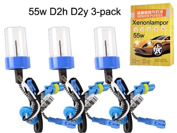 xenon lampor 55w 4300k - 6000k 3-pack HID h1 h3 h7 d2y d2h