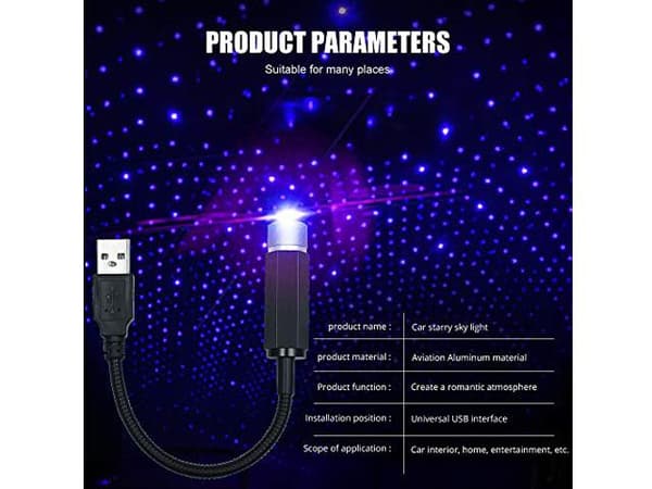 Led stjärnhimmel blå med olika mönster usb 5v 100mv 28cm
