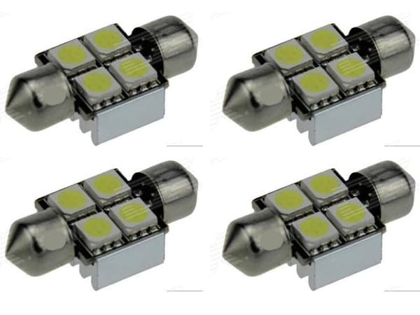 Spollampa 31mm röd canbus Led 5050SMD 4-pack C5W SV8.5