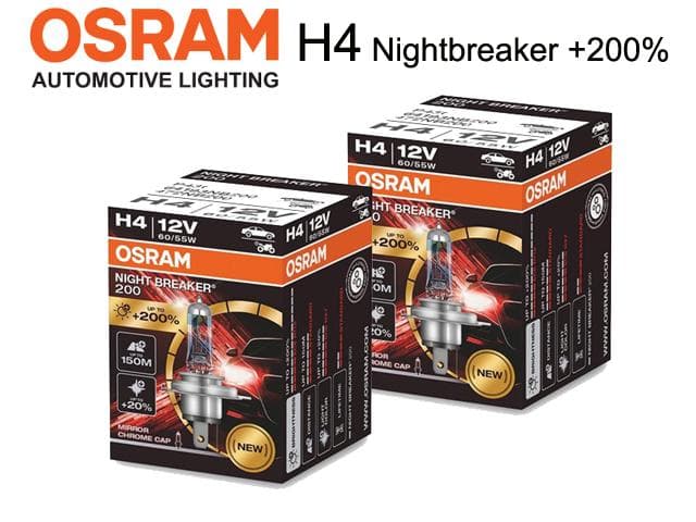 Osram H4 +200% Night breaker halogen premium lampor 12v DC