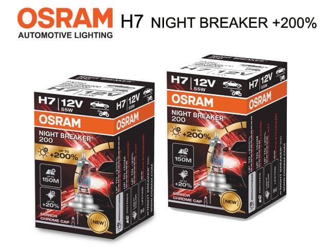 Osram H7 +200% night breaker halogen premium lampor 12v DC px26d