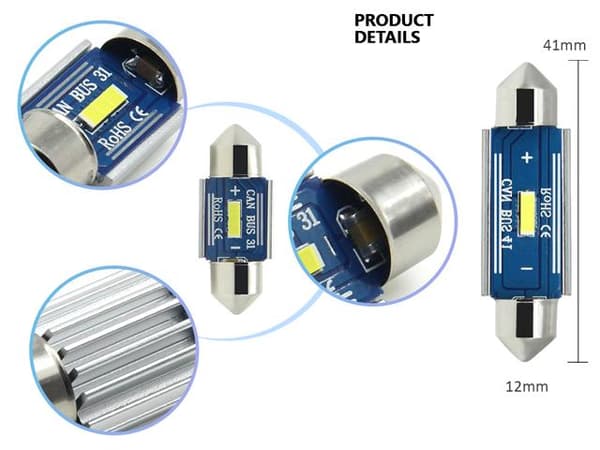 canbus c5w 41mm 42mm Led 400 lumen 6000K 2-pack festoon