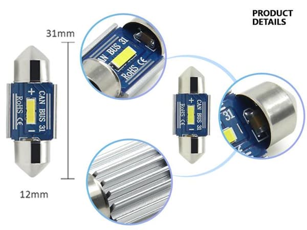 canbus c5w 31mm Led 400 lumen 6000K 2-pack festoon c10w