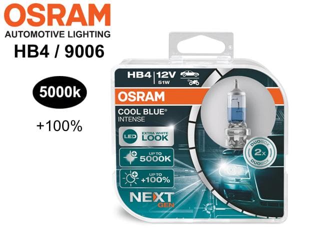 Osram Hb4 +100% COOL BLUE 5000k halogen lampor DC P22d 9006