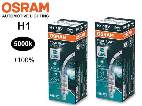 Osram H1 +100% COOL BLUE 5000k halogen lampor 12v DC P14.5s