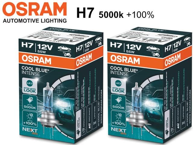 Osram H7 +100% COOL BLUE 5000k halogen lampor 12v DC PGJ19-2