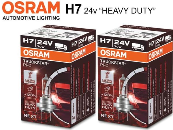 Osram H7 +100% 24volt 70w halogen premium lampor DC px26d 2st