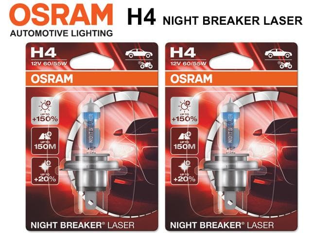 Osram H4 +150% NIGHT BREAKER LASER halogen premium lampor 12v DC