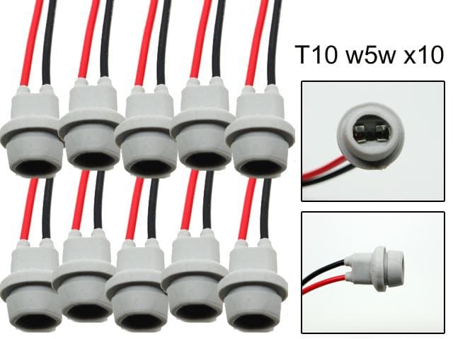 T10 w5w led / halogen kontakter / sockel fattning 10-pack mjuka