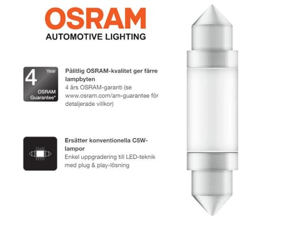 Osram c5w 41mm Led 6000K 1-pack spollampa festoon sv8,5-8 c10w