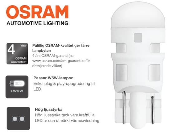 Osram t10 w5w 6000K 2-pack led W2.1x9.5d