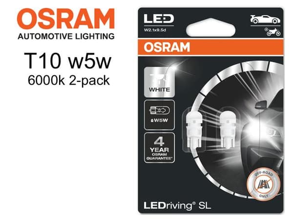 Osram t10 w5w 6000K 2-pack led W2.1x9.5d