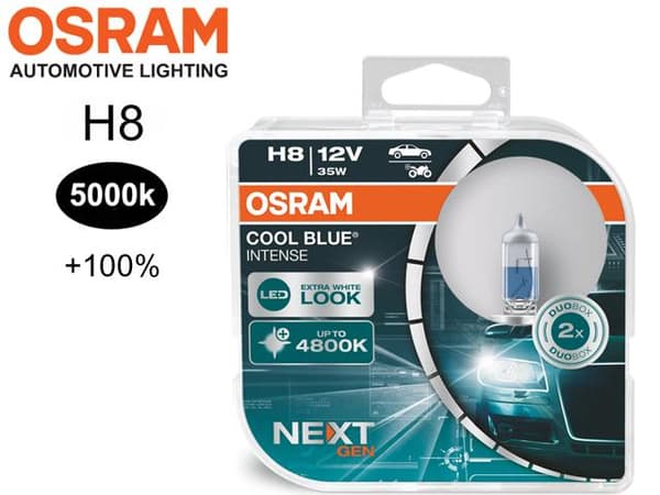 Osram H8 +100% COOL BLUE 5000k halogen lampor 12v DC PGJ19-1