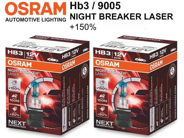 Osram Hb3 +150% NIGHT BREAKER LASER halogen premium p20d 9005