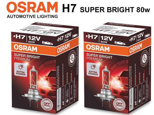 Osram H7 SUPER BRIGHT halogen premium lampor 12v DC px26d