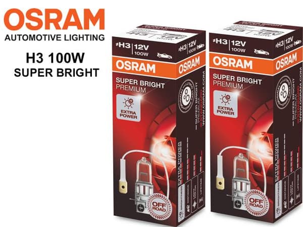 Osram 100w H3 SUPER BRIGHT halogen premium lampor 12v DC PK22s
