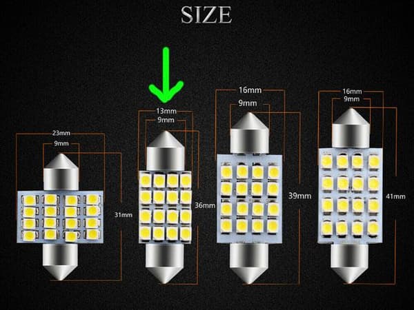 Spollampor 36mm 6000k vit 4-pack Led 2835SMD C5W SV8.5