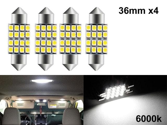 Spollampor 36mm 6000k vit 4-pack Led 2835SMD C5W SV8.5