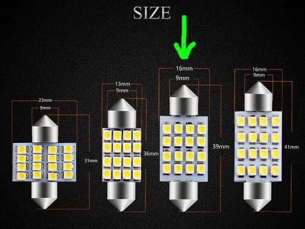 Spollampor 39mm 6000k vit 4-pack led 2835SMD C5W SV8.5