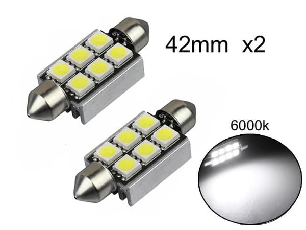 Spollampa 41mm 42mm 6000k Canbus Led 5050SMD C5W SV8.5 2stycken