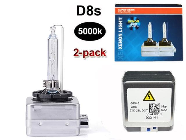 Xenon Lampor D8s +50% 5000k 5500k xenonlampor PK32d-1 2-pack HID