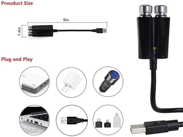 Led stjärnhimmel röd + lila USB  flash + voice + breath