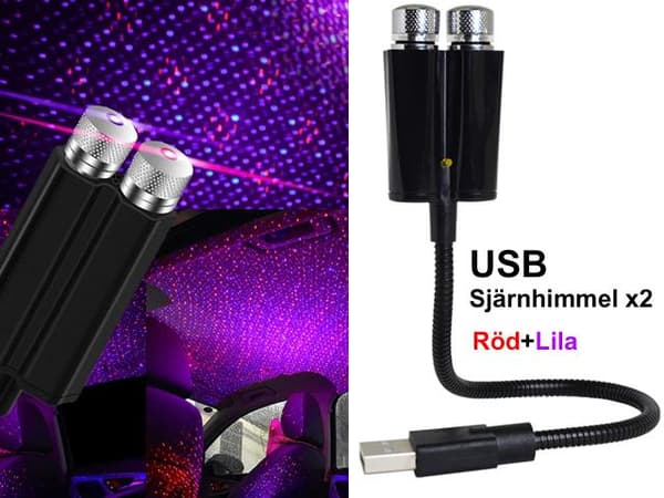 Led stjärnhimmel röd + lila USB  flash + voice + breath
