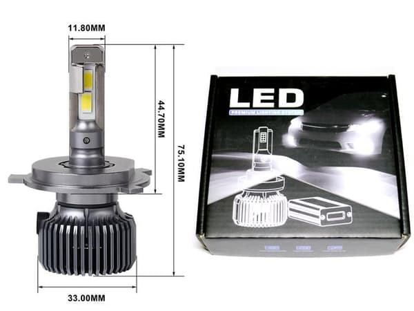 P60 led kit H4 +4300 lumen 53w 6000k halvljus helljus 2-pack