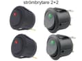 Miniatyrbild 1 av 3: Strömbrytare 4-pack avbrytare vaggströmställare grönt/rött lyse