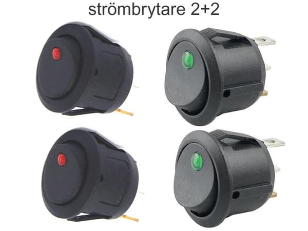 Strömbrytare 4-pack avbrytare vaggströmställare grönt/rött lyse