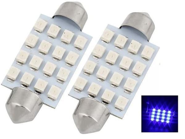 Spollampa 39mm Blå 2-pack c5w med 16st 3528smd chip