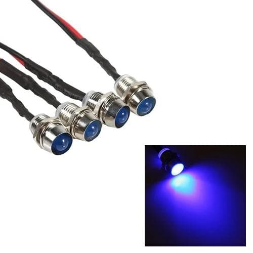 8mm blåa diodlampor för infällning i panel 4-pack kontrollampa